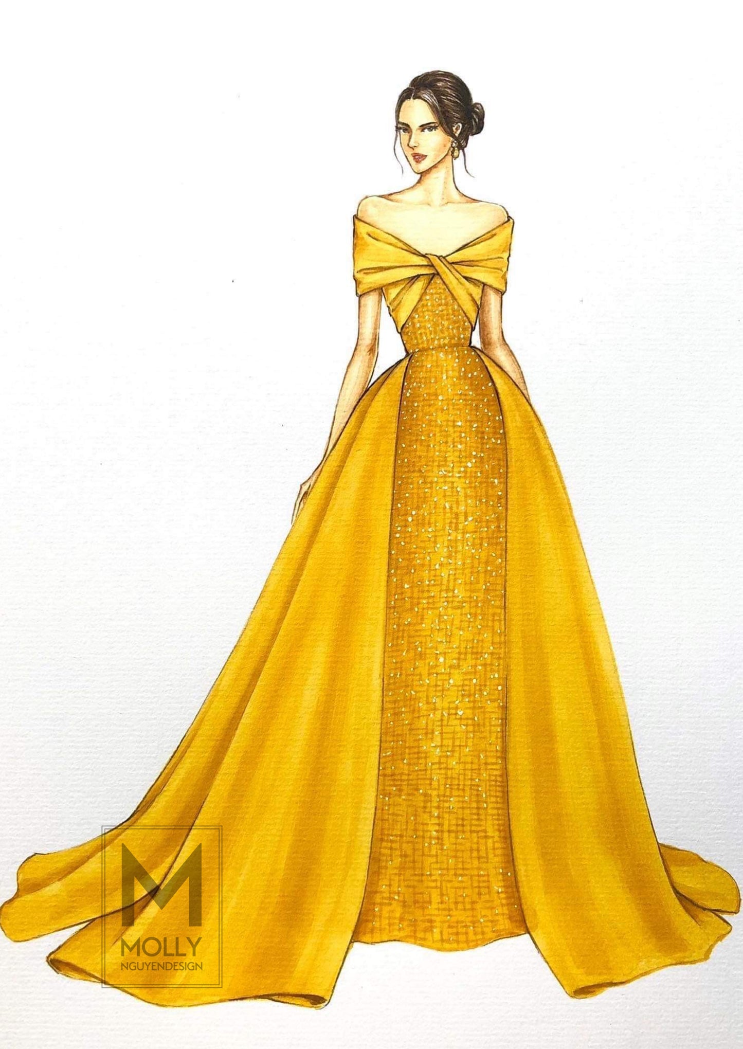 Luxury off shoulder Evening Gown