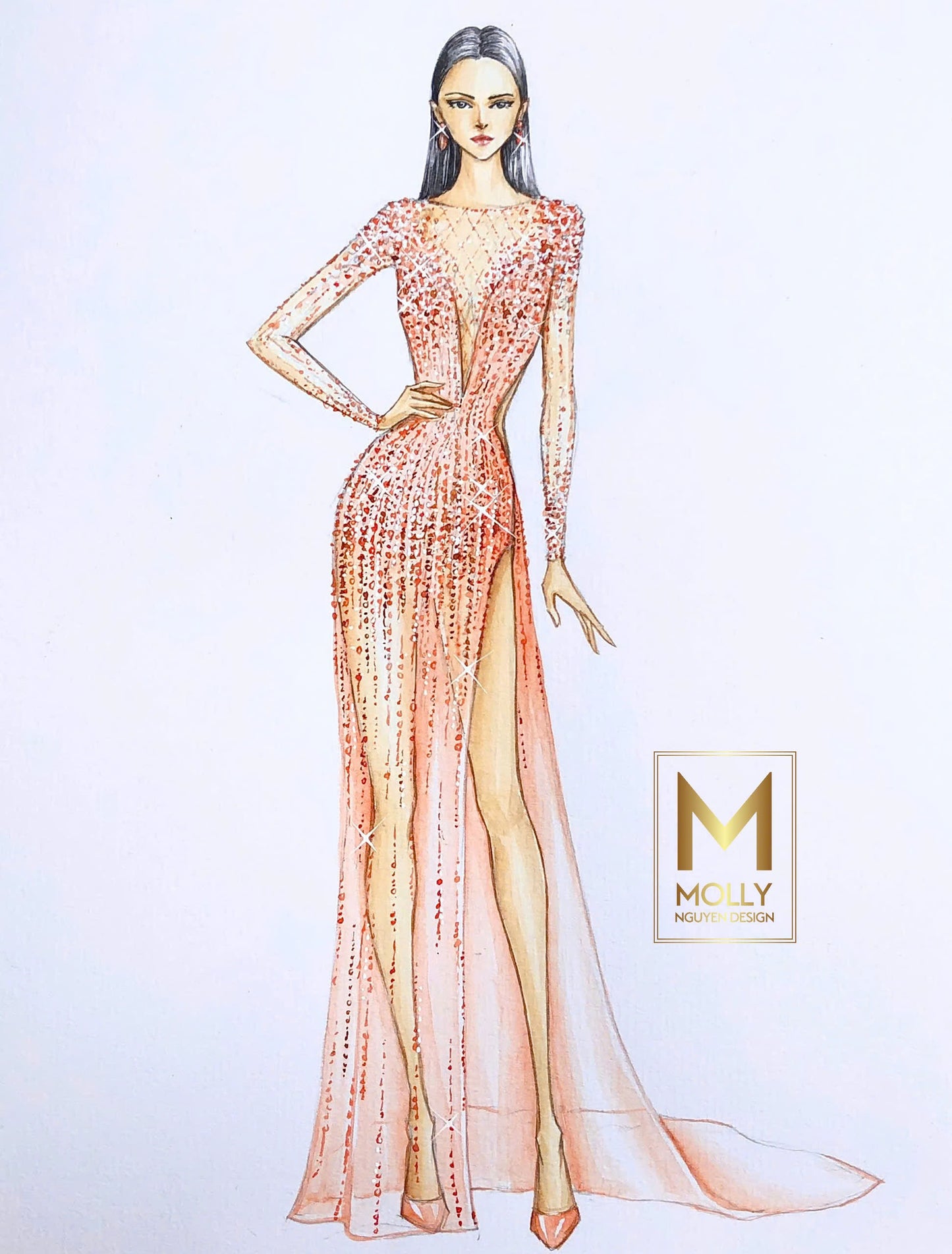 Evening Dress Full Beads