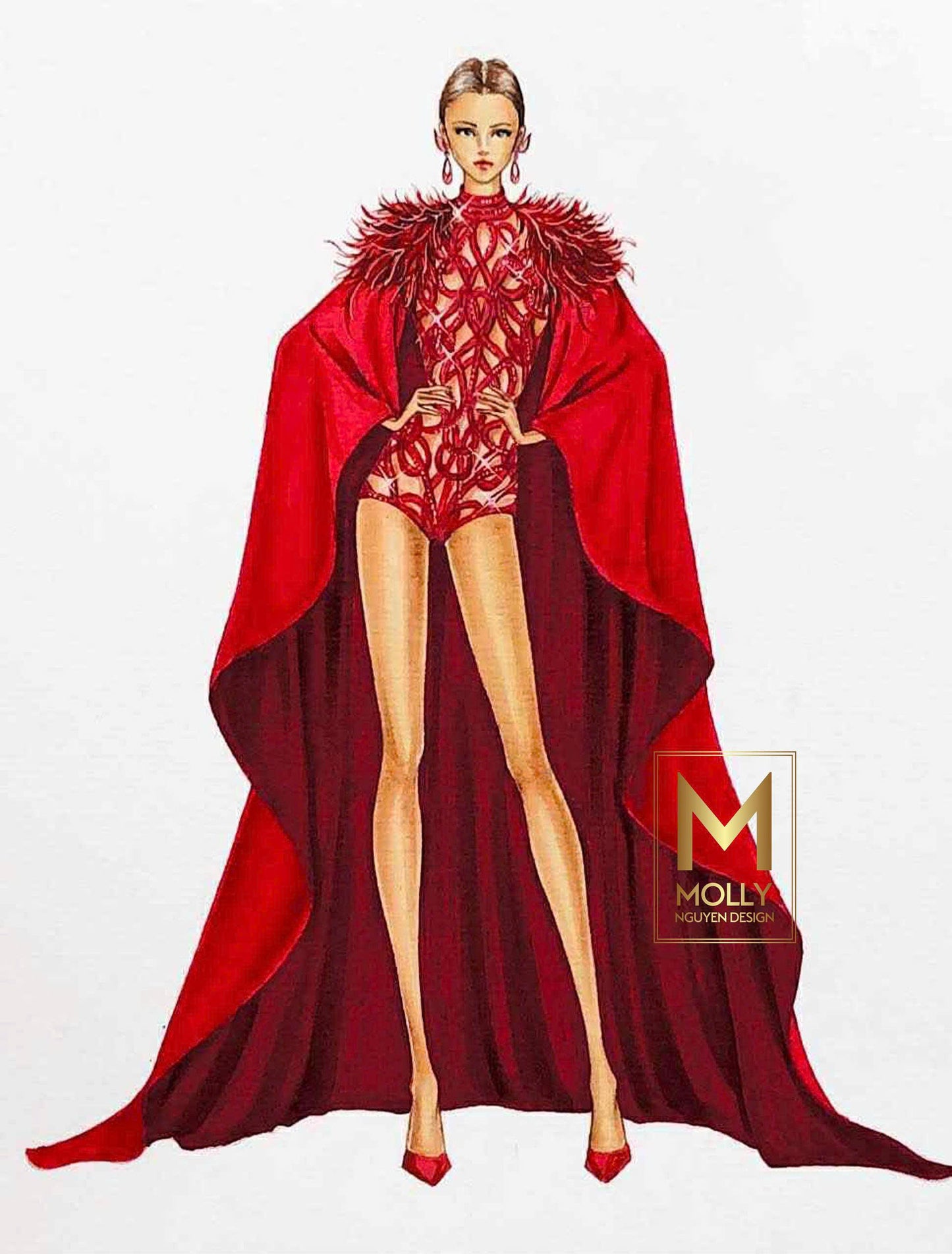 Fashion Wear With shoulder feather