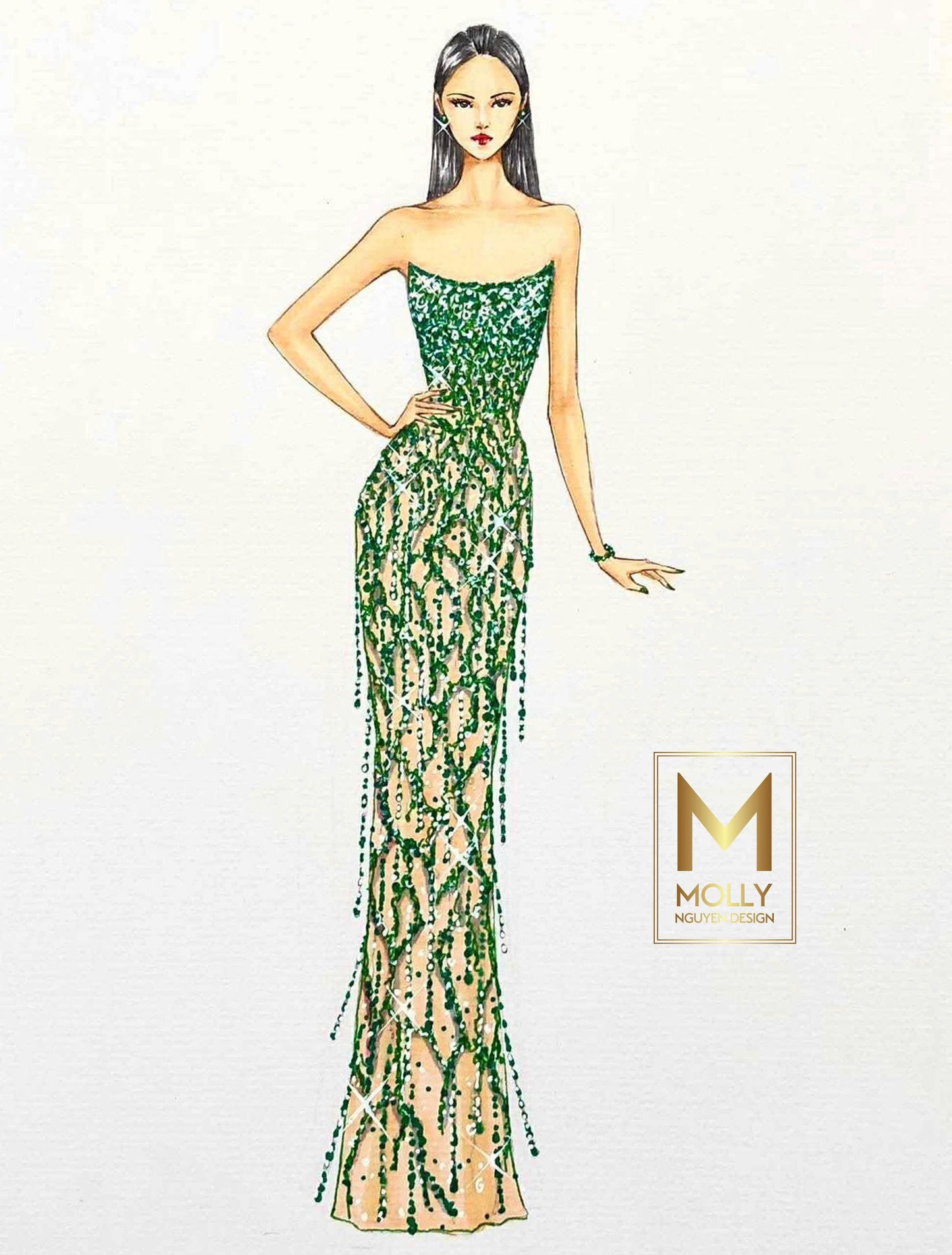 The Evening Gown Full beads on