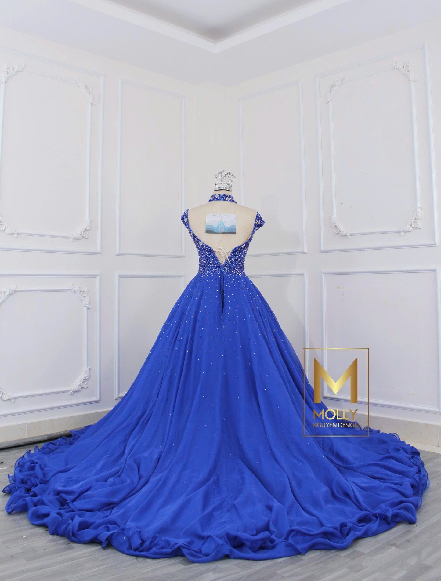 The evening gown navy blue