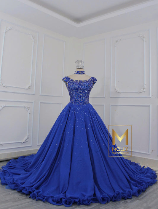 The evening gown navy blue