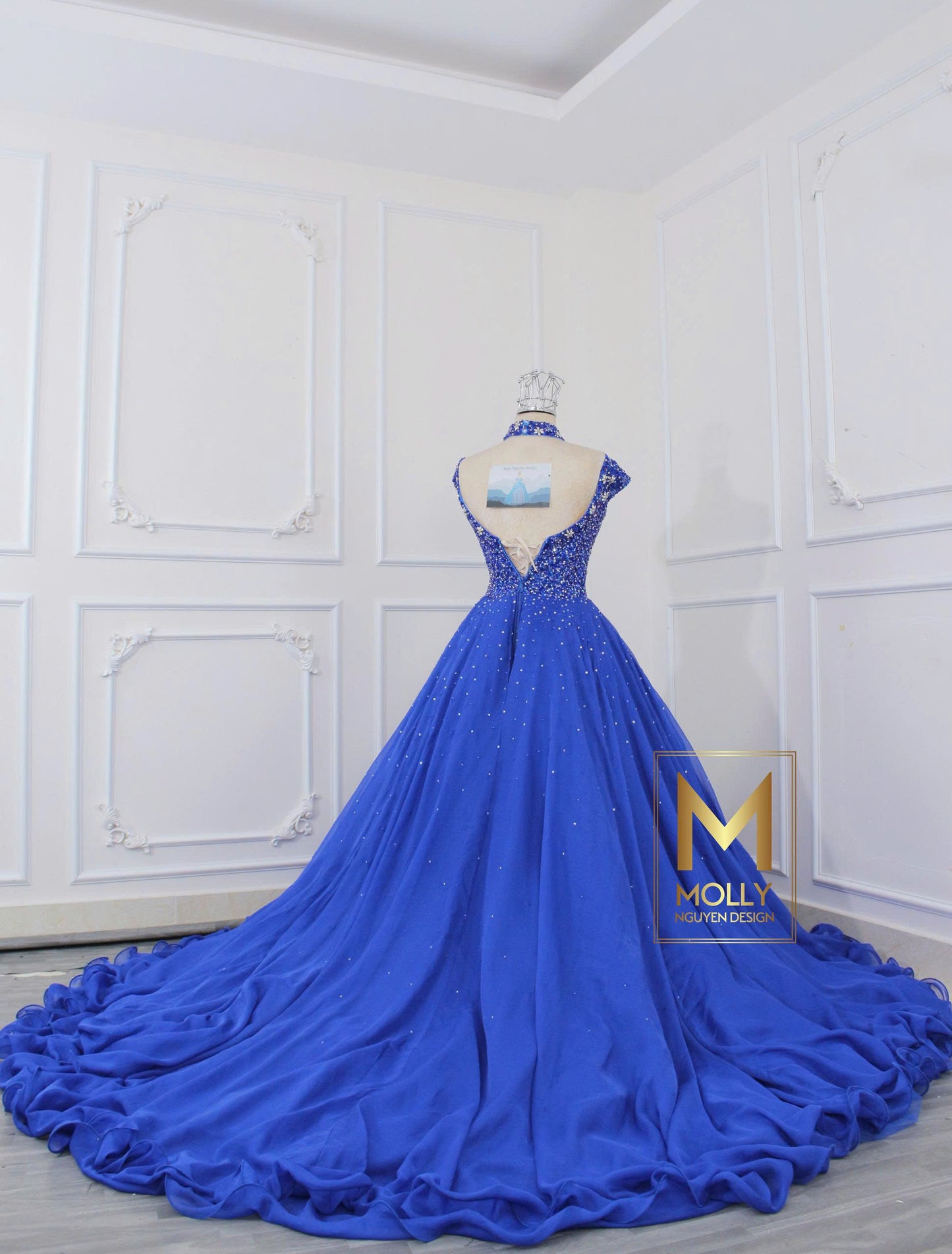 The evening gown navy blue