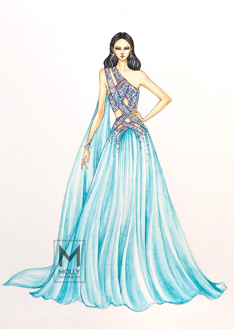 Cut out light Blue evening gown