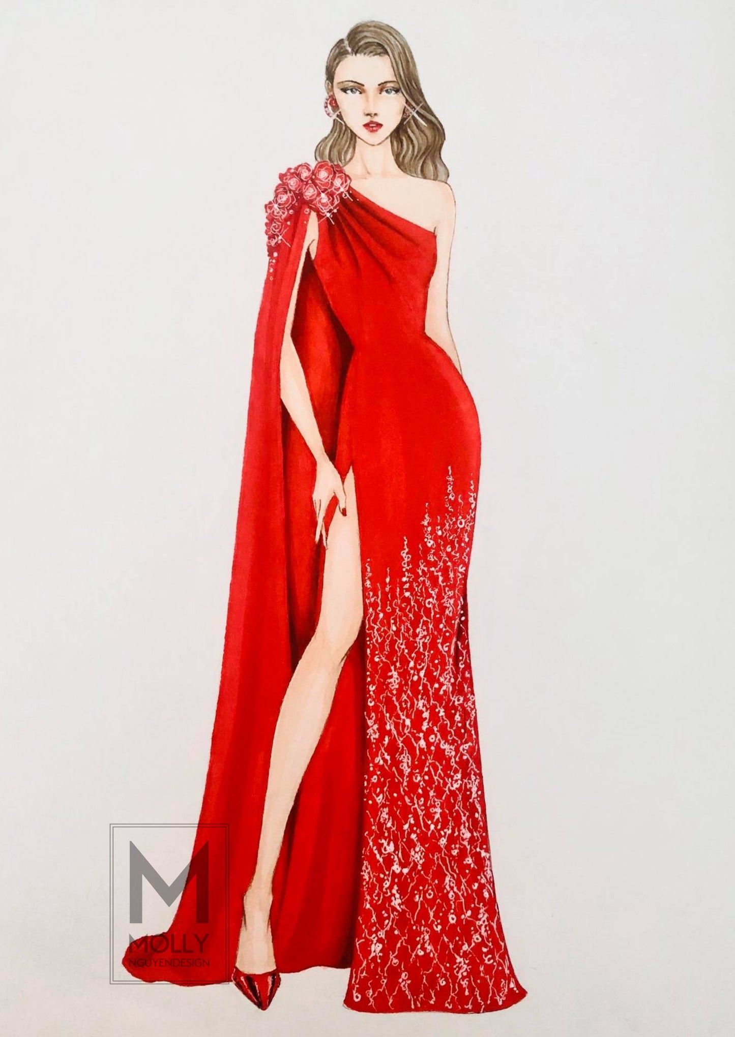 Sexy Red Evening Gown