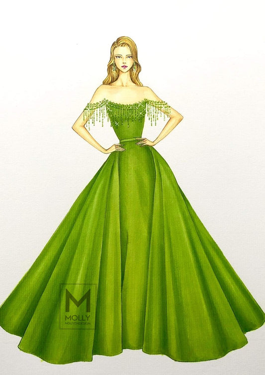 Custom from Sketch Green Gown