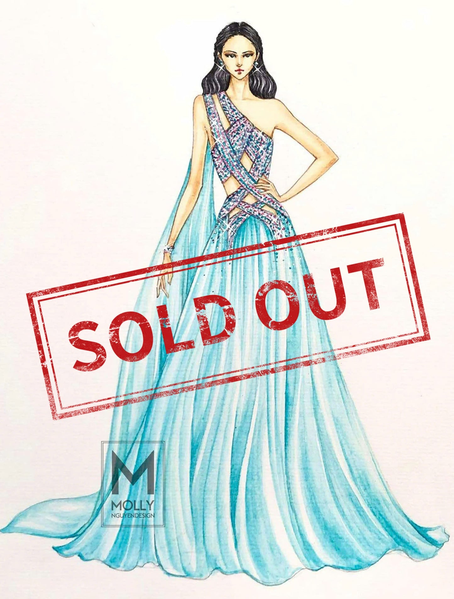 Cut out light Blue evening gown