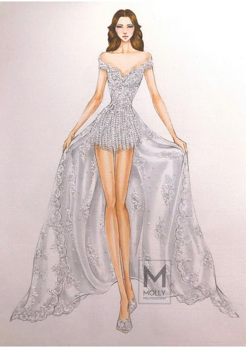 Fashion Wear With overskirt applique
