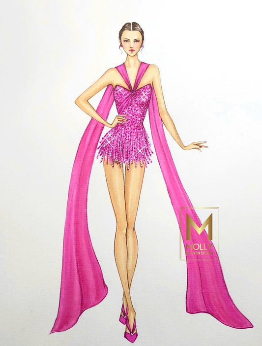 Fshion Wear With Cape from Shoulder