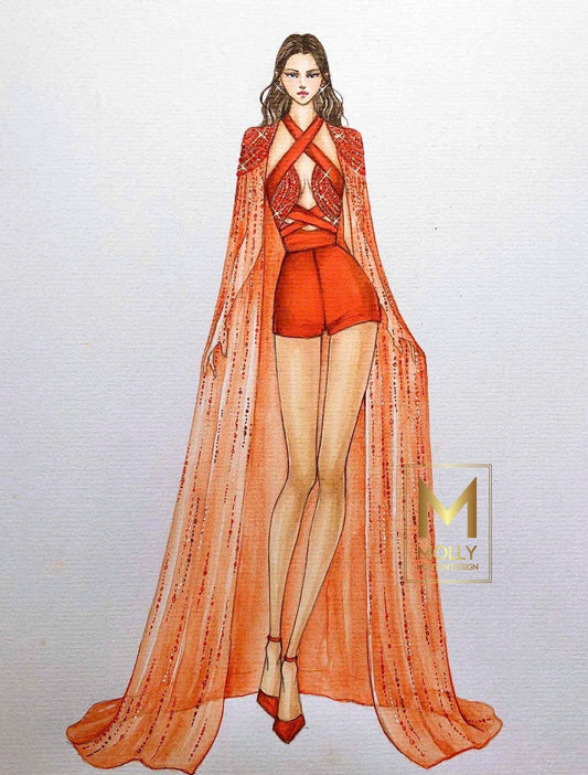 Fashion Wear With shoulder cape