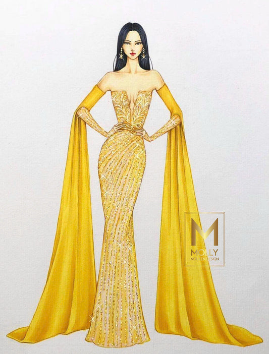 The Evening Gown With Sleeves Cape