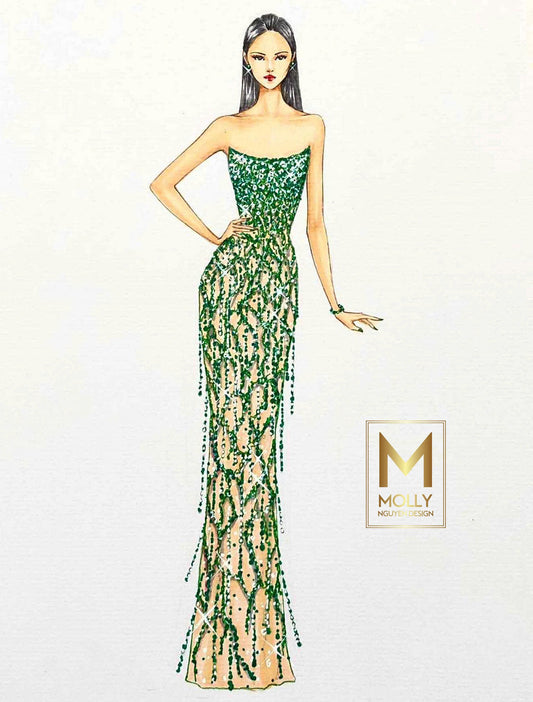 The Evening Gown Full beads on