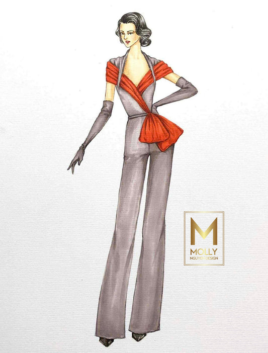 Elegant Interview Costume Long Pants