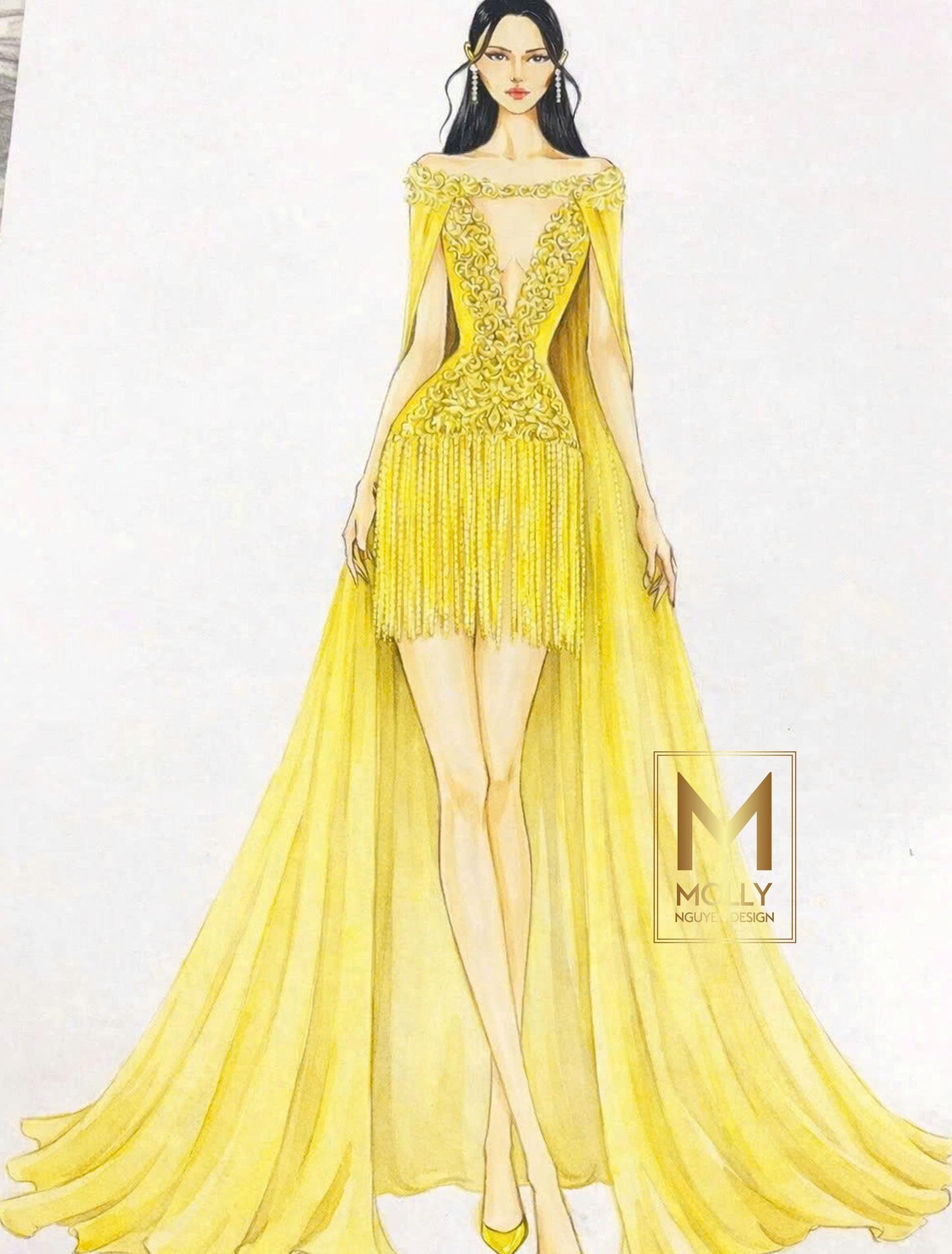 The fun fashion with shoulder cape