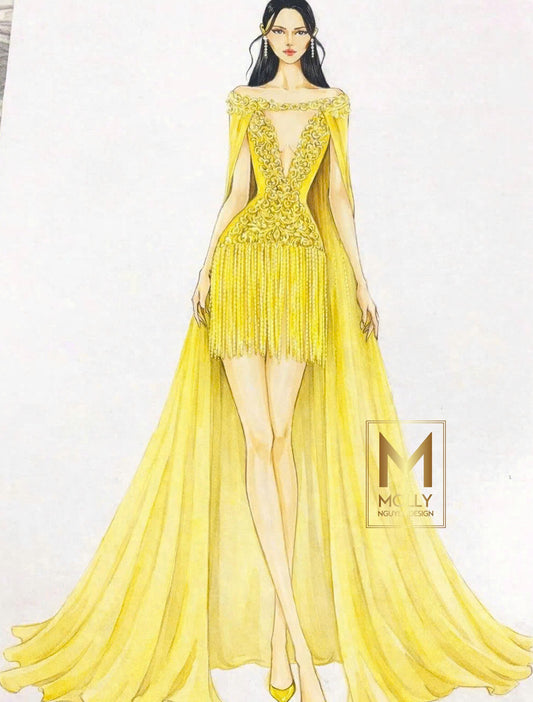 The fun fashion with shoulder cape