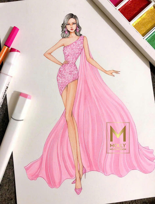 The fashion wear with cape in shoulder